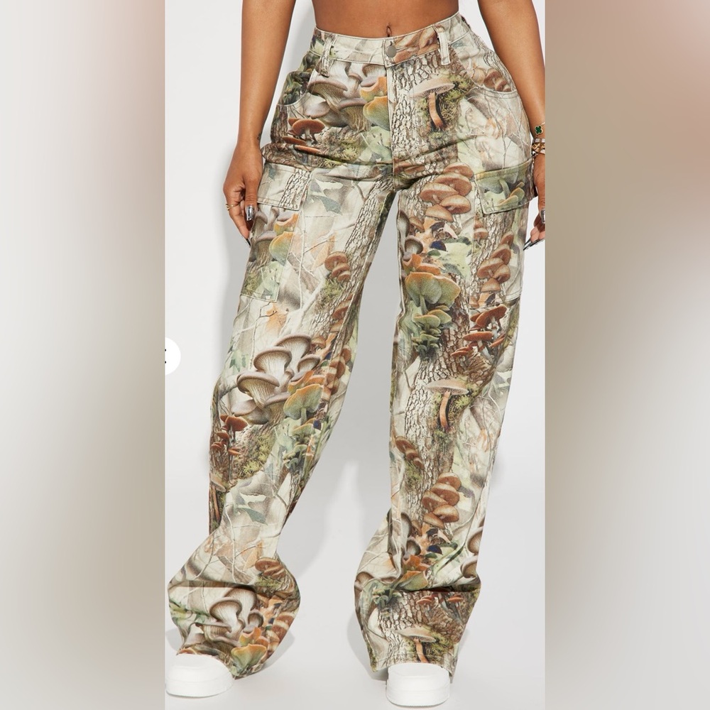 Mushroom Camo Cargo Jeans – Size 13 | Stretch | Statement Streetwear